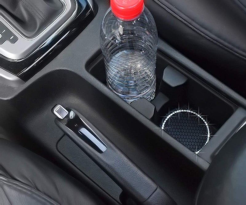 DBlosp Car Cup Holder Coasters, Bling Cup Holder Insert Coaster Car Interior Accessories-2.75 inch Silicone Anti Slip Crystal Rhinestone Car Coaster-Universal (Pack of 2) - Image 2